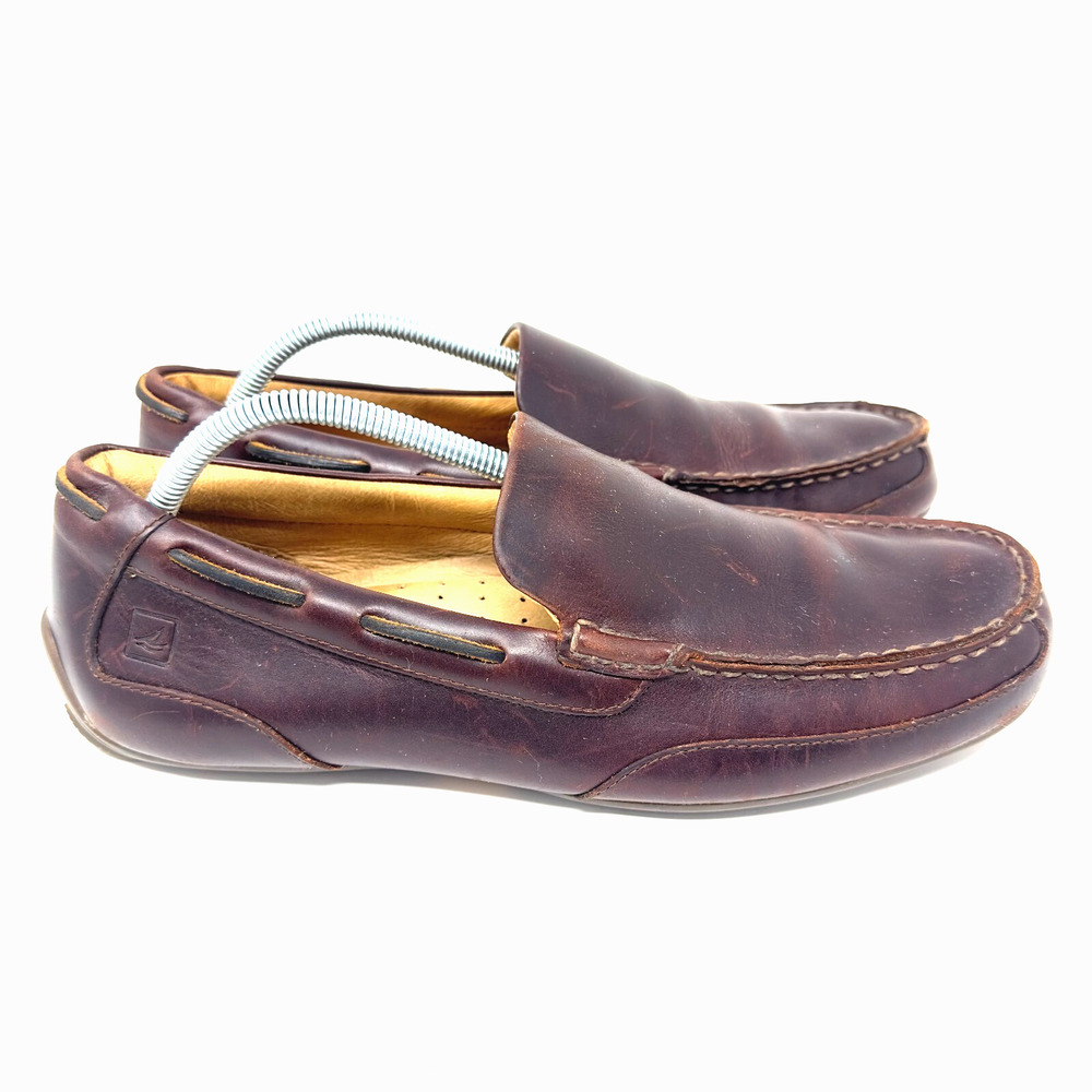 Sperry Brown Leather Slip on Shoes Sz 10 Navigator Venetian Top-Sider Loafer